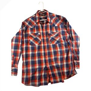 Authentic‎ Western Youngbloods Vintage Plaid Pearl Snap Western Shirt Mens XL